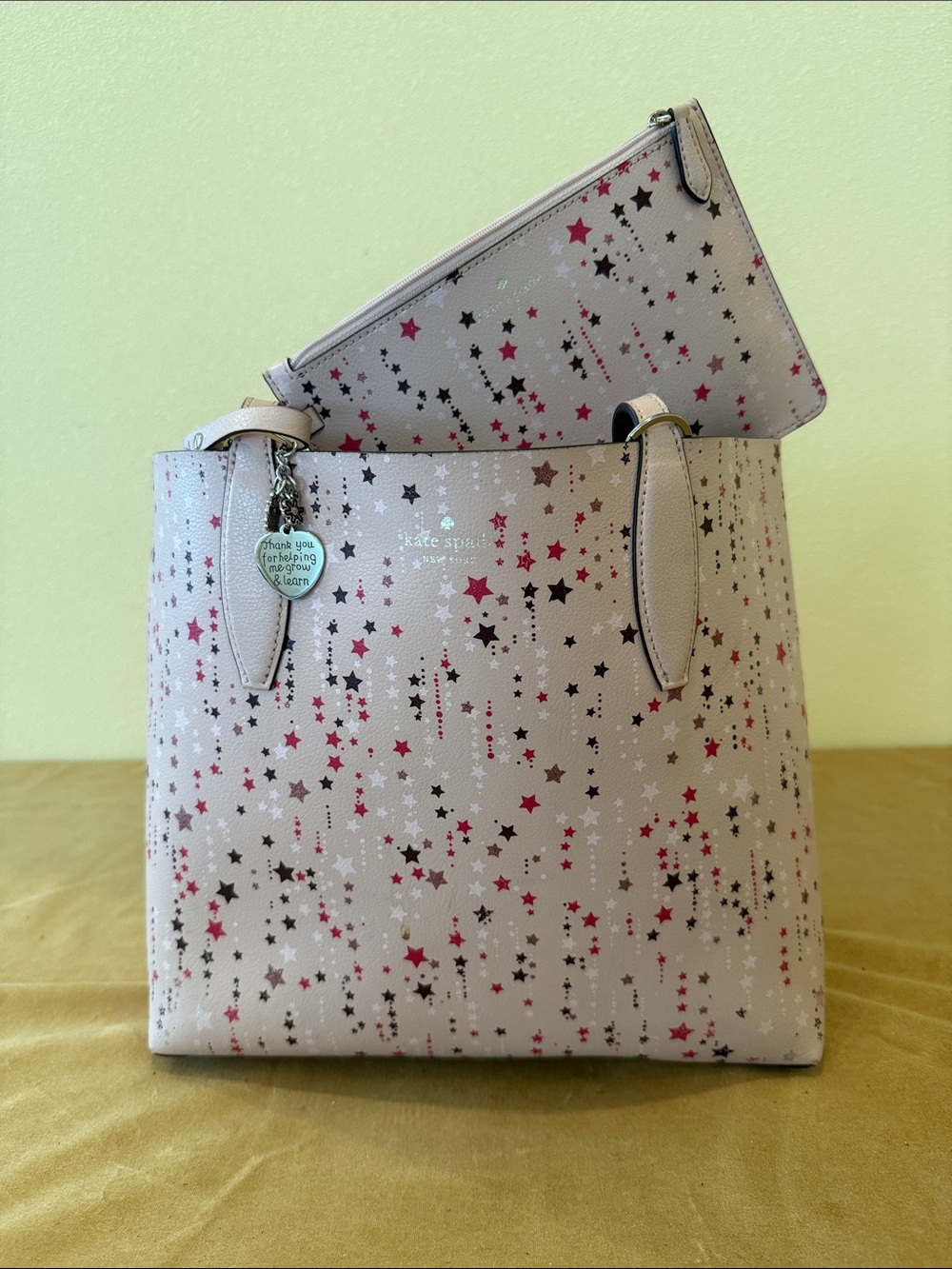 kate spade Pink/Purple Star Tote with Wristlet